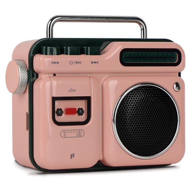 Enceinte Vintage&lt;br&gt; mini Radio K7 Rose - Louise Vintage