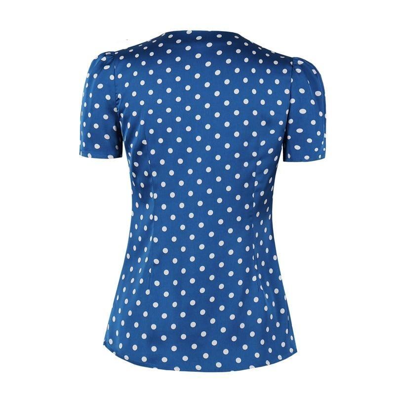 Haut Vintage Bleu Pois Blancs - Louise Vintage