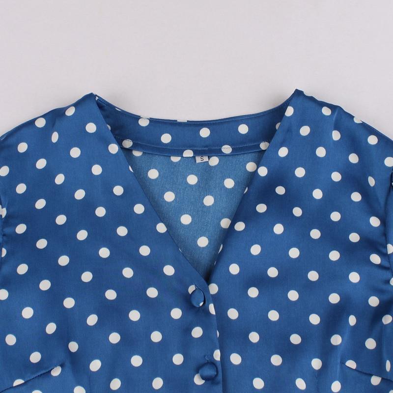 Haut Vintage Bleu Pois Blancs - Louise Vintage