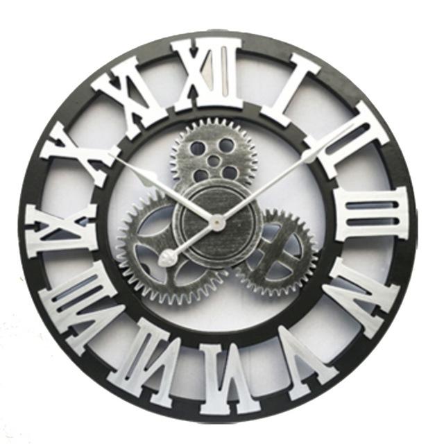 Horloge Murale&lt;br&gt; Industrielle Vintage Argent - Louise Vintage