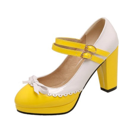 Chaussures Rétro Pin-Up Jaune Blanc