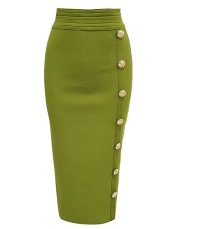 Jupe Crayon Elastique Vintage Vert - Louise Vintage