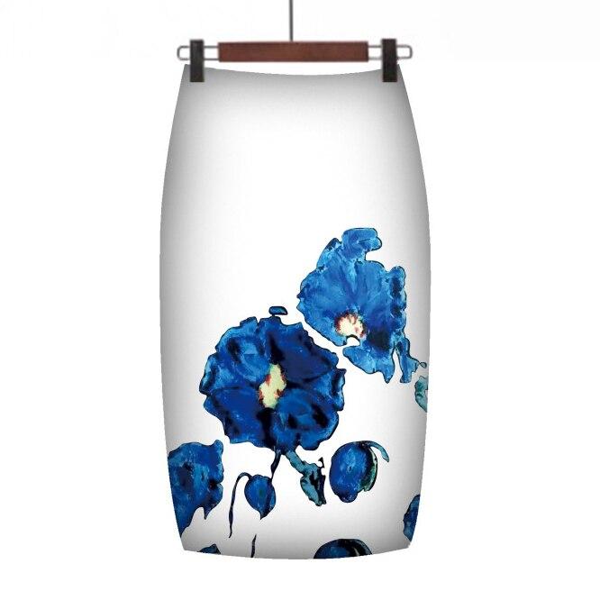 Jupe Crayon Vintage Fleur Bleu - Louise Vintage