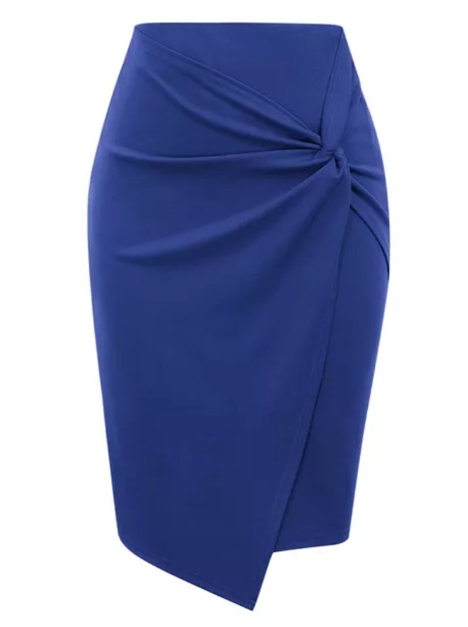 Jupe Vintage Crayon Taille Haute Marine - Louise Vintage