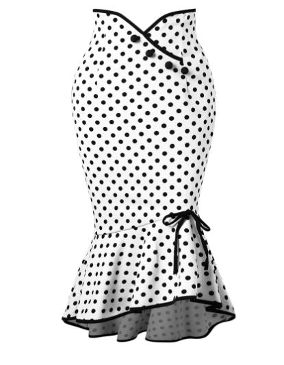 Jupe Vintage Crayon Taille Haute Pois - Louise Vintage