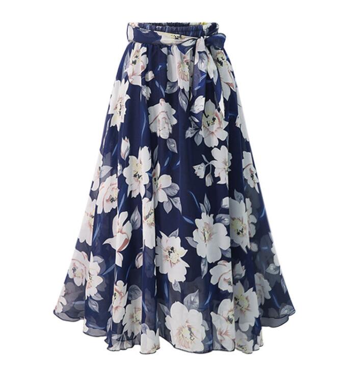 Jupe Vintage Grande Taille Fleurs Bleu - Louise Vintage