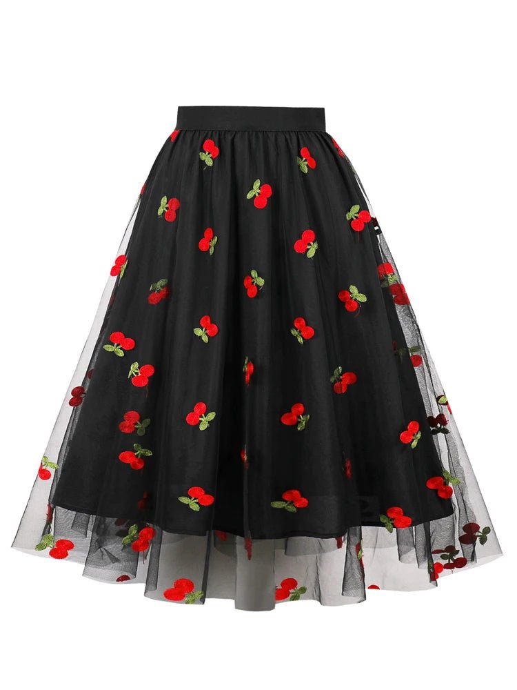 Jupe Vintage Noir Cerises - Louise Vintage