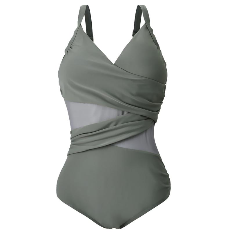 Maillot de Bain 1 Piece Grande Taille Vintage Gris - Louise Vintage