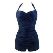 Maillot de Bain Femme Style Vintage Shorty Bleu