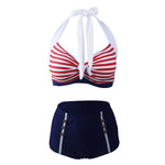 Maillot de Bain Shorty Vintage Rouge et Bleu - Louise Vintage