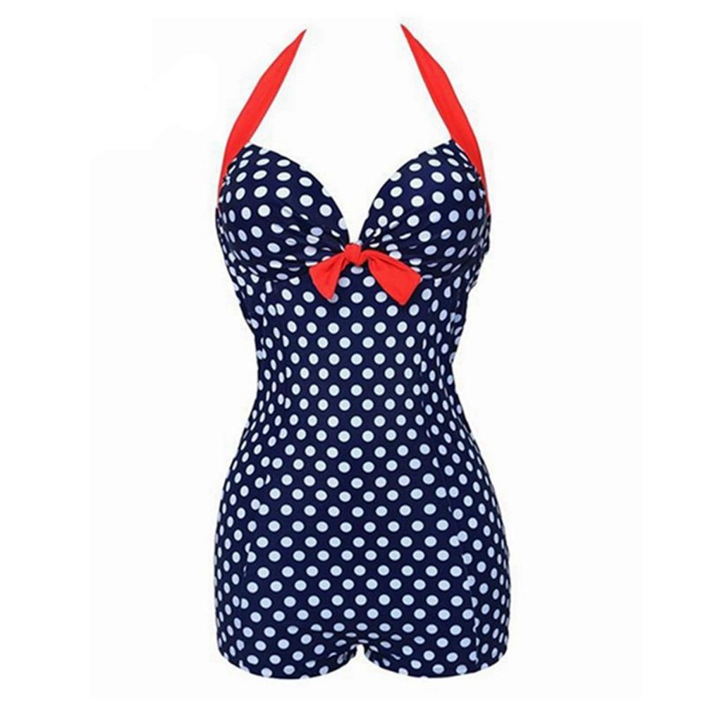 Maillot de Bain une Piece Vintage Bleu Pois - Louise Vintage
