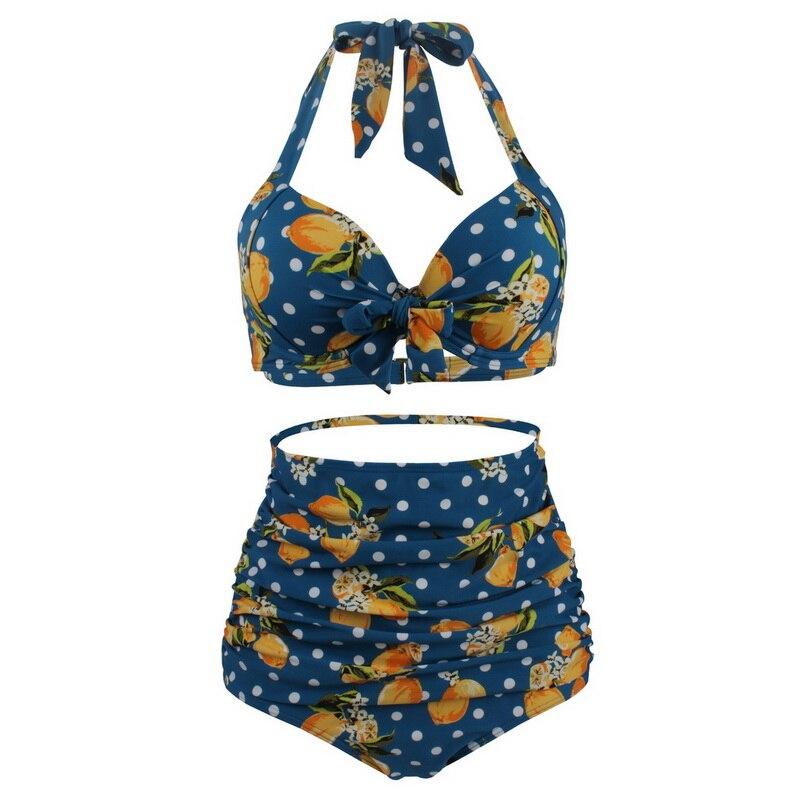 Maillot de bain Vintage Bikini taille haute fruits pois - Louise Vintage