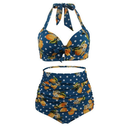 Maillot de bain Vintage Bikini taille haute fruits pois - Louise Vintage