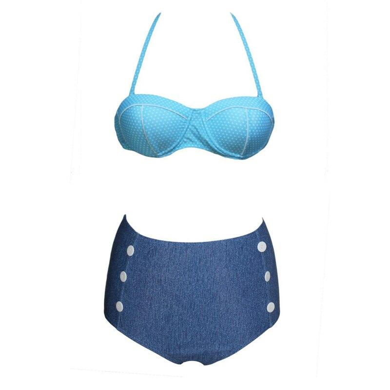 Maillot de Bain Vintage Push Up Pois Bleu - Louise Vintage