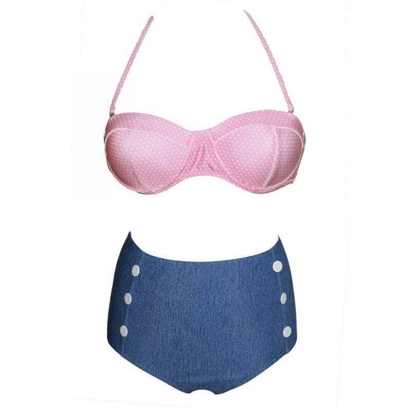 Maillot de Bain Vintage Push Up Pois Rose - Louise Vintage