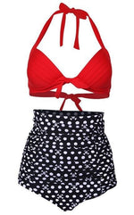 Maillot de Bain Vintage Push Up Pois Rouge - Louise Vintage