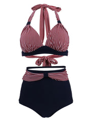 Maillot de Bain Vintage Bikini Taille Haute Pin Up