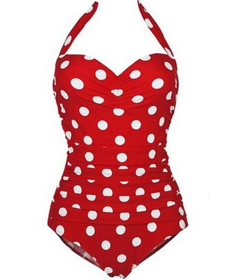 Monokini Rouge Rétro Pois - Louise Vintage