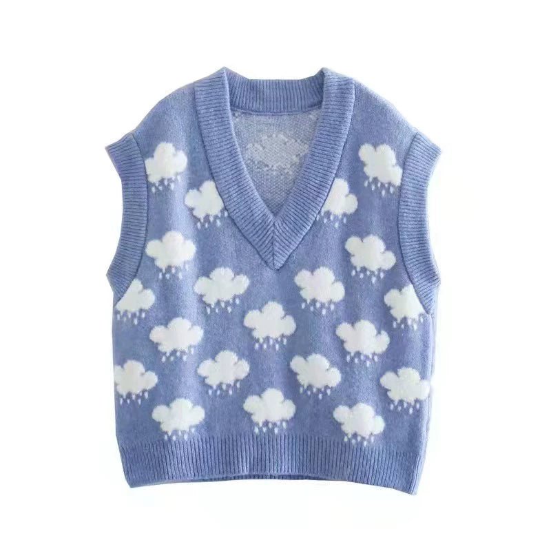 Pull Sans Manche Vintage Jacquard - Louise Vintage