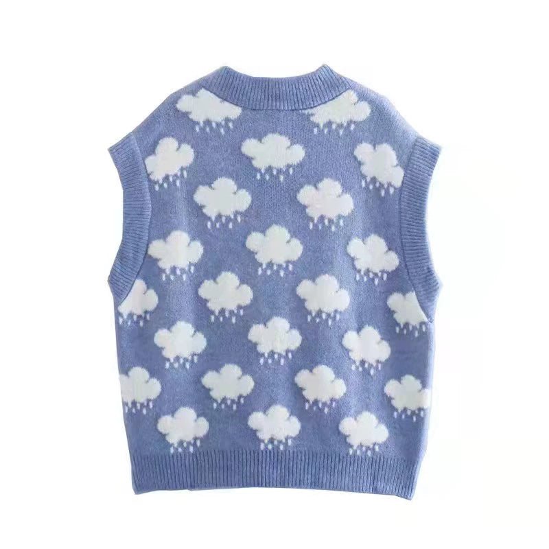 Pull Sans Manche Vintage Jacquard - Louise Vintage