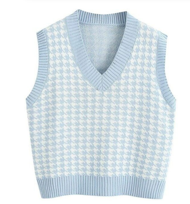 Pull Sans Manche Vintage Preppy Bleu - Louise Vintage