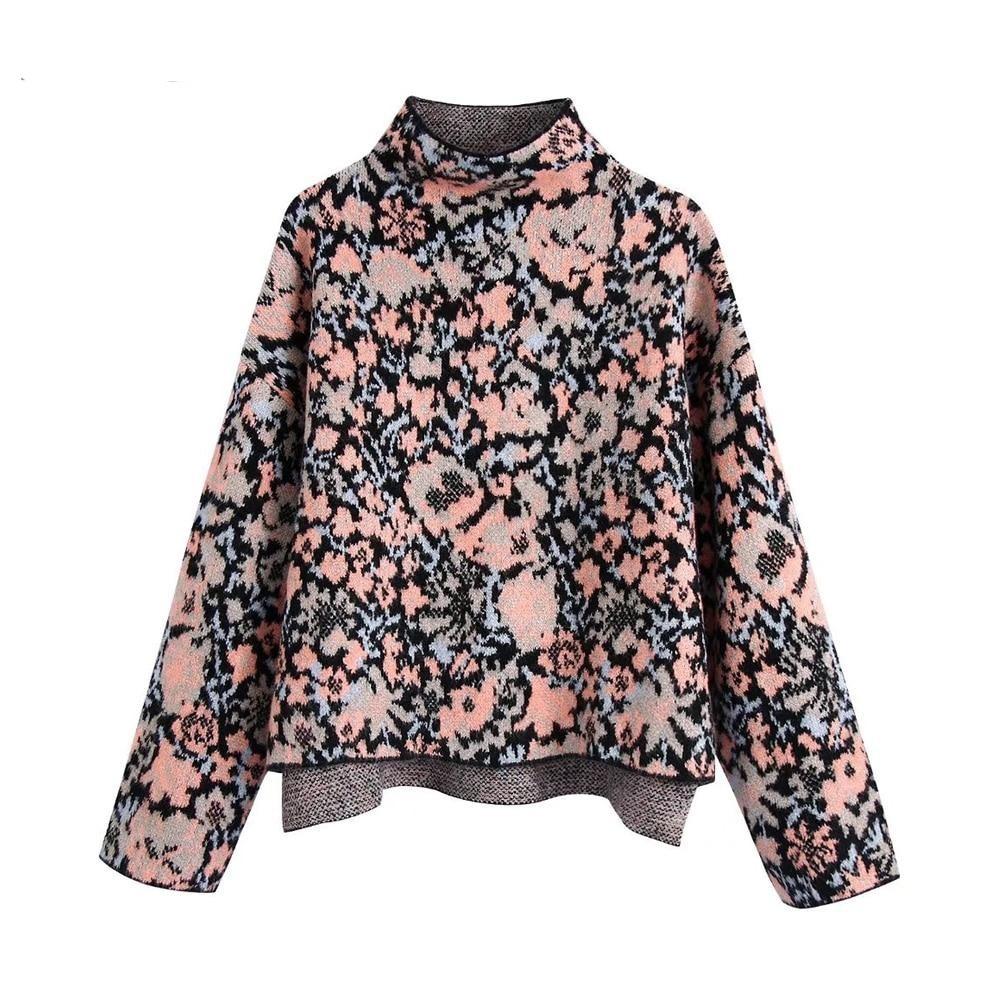 Pull Vintage Col Haut à Fleurs - Louise Vintage
