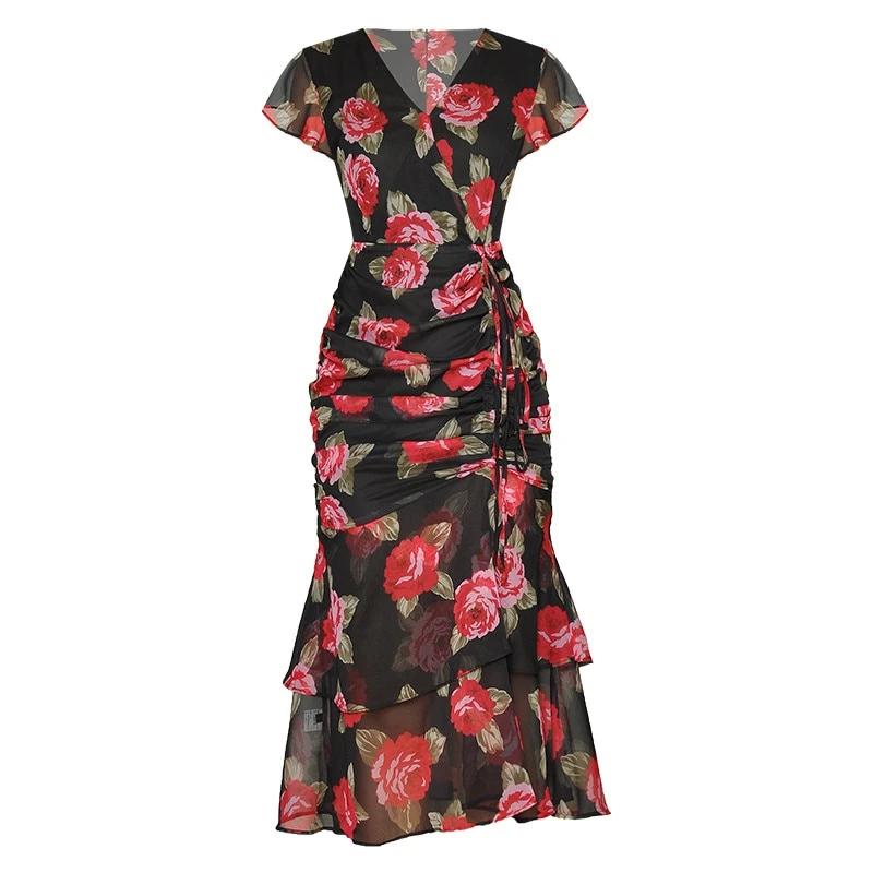 Robe 1940s Noir et Rouge - Louise Vintage