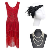 Robe à Franges Années 20 Rouge (Avec Accéssoires) - Louise Vintage