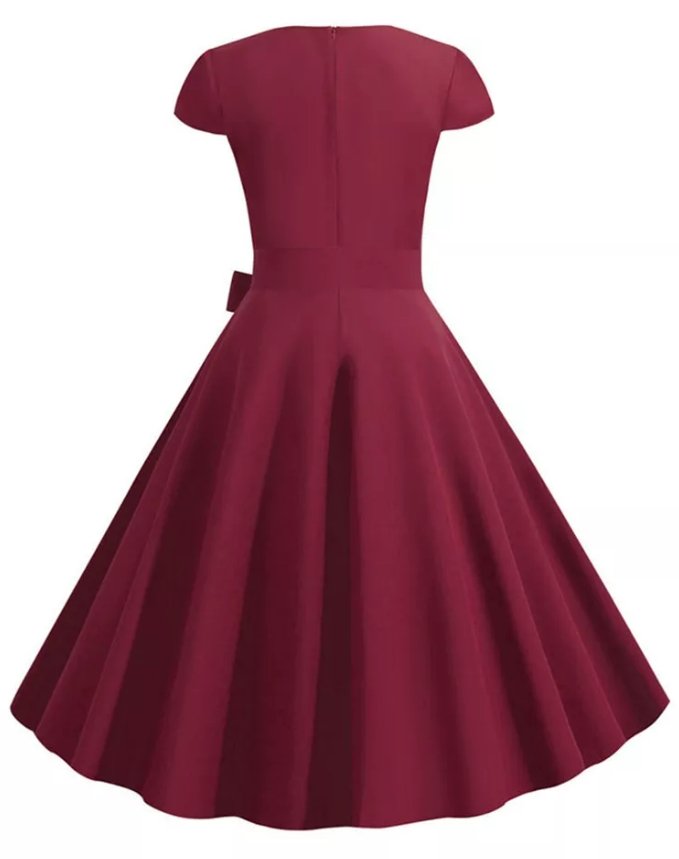 Robe Américaine Année 50 Bordeaux - Louise Vintage