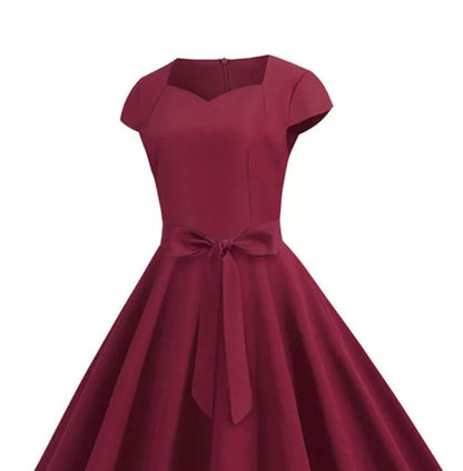 Robe Américaine Année 50 Bordeaux - Louise Vintage