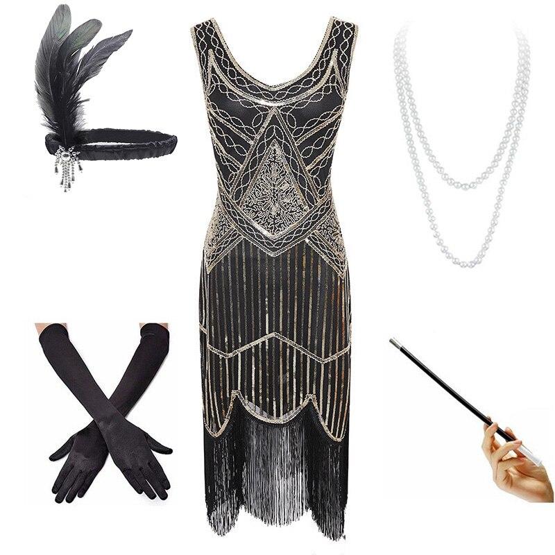 Robe Année 20 Vintage Dorée (Avec Accéssoires) - Louise Vintage