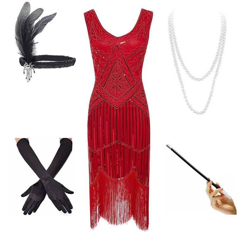 Robe Année 20 Vintage Rouge (Avec Accéssoires) - Louise Vintage