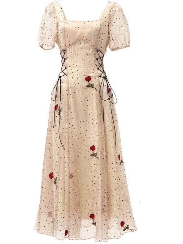 Robe Année 40 50 Beige - Louise Vintage