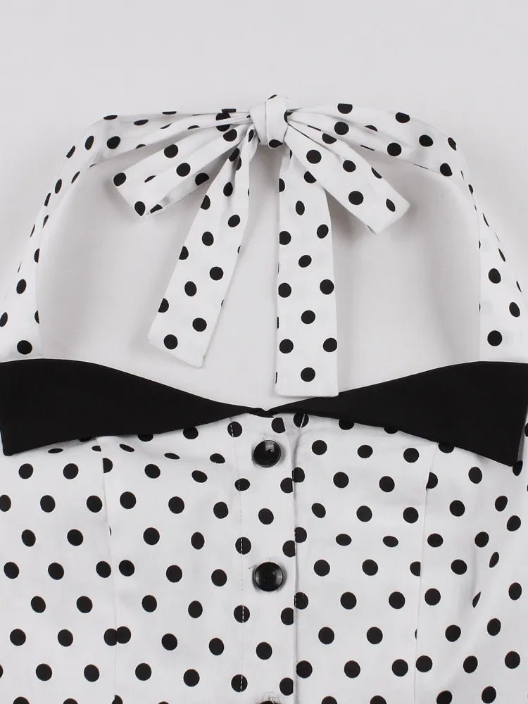 Robe Année 50 Américaine Vintage Noire Pois Blancs - Louise Vintage