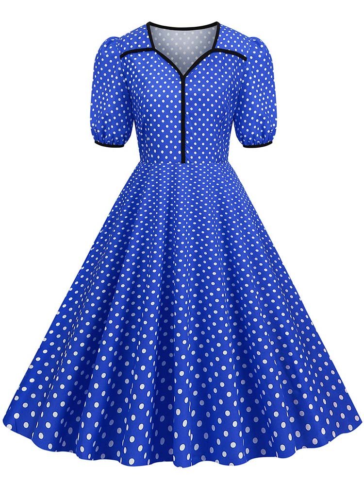 Robe Année 50 Bleu Marine - Louise Vintage