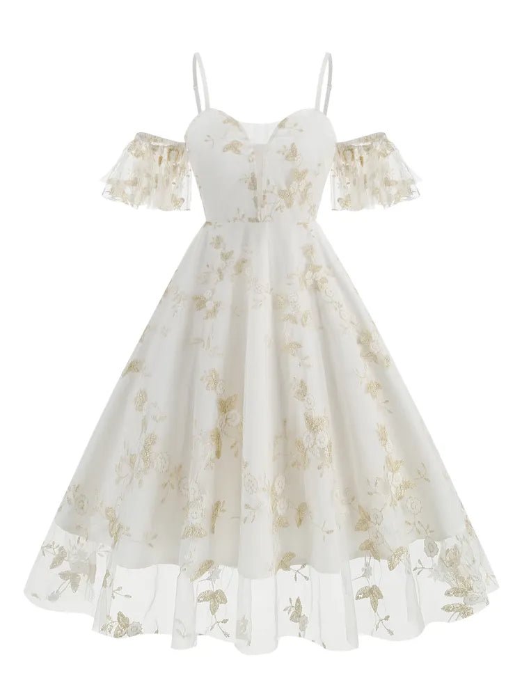 Robe Année 50 Bretelle Epaule Denudée - Louise Vintage