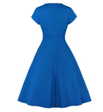 Robe Année 50 Cache Coeur Bleu - Louise Vintage