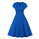 Robe Année 50 Cache Coeur Bleu - Louise Vintage