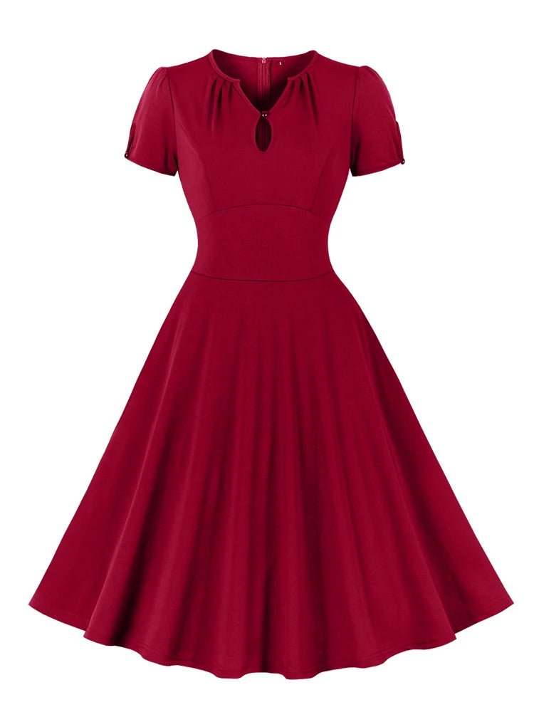 Robe Année 50 Cache Coeur Bordeaux - Louise Vintage