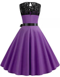 Robe Année 50 Evasée Violet - Louise Vintage