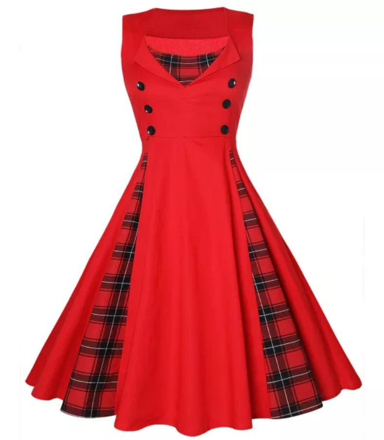 Robe Année 50 Grande Taille Rouge - Louise Vintage
