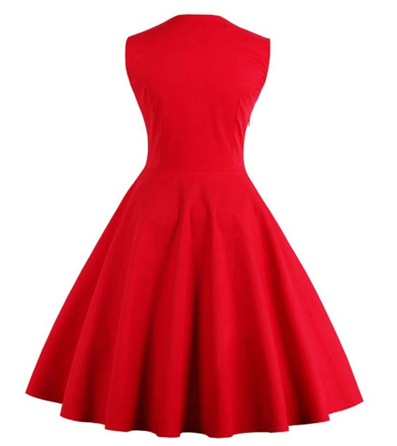 Robe Année 50 Grande Taille Rouge - Louise Vintage