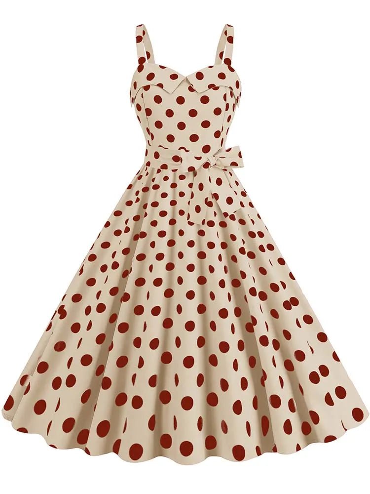 Robe Année 50 Pin Up Beige - Louise Vintage