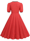 Robe Année 50 Rouge Pois - Louise Vintage