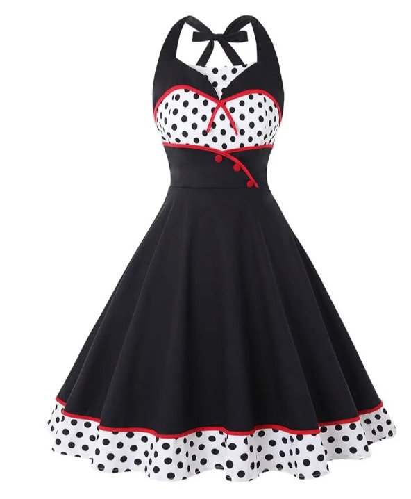 Robe Année 60 Rouge et Noire - Louise Vintage