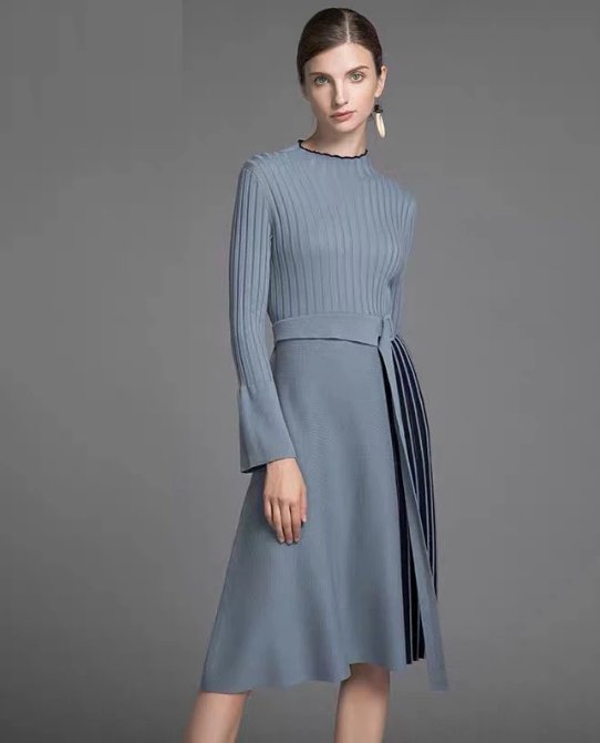 Robe Années 40 Asymétrique Bleu - Louise Vintage