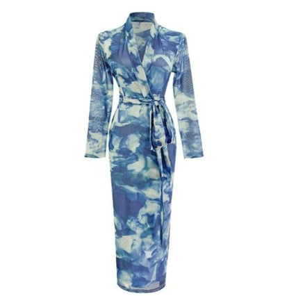 Robe Années 40 Bleu Foulard - Louise Vintage