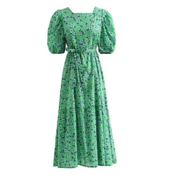 Robe Années 40 Fleurie Verte - Louise Vintage