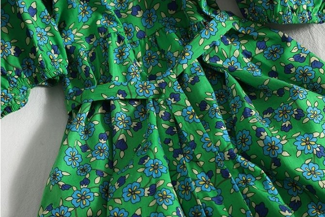 Robe Années 40 Fleurie Verte - Louise Vintage