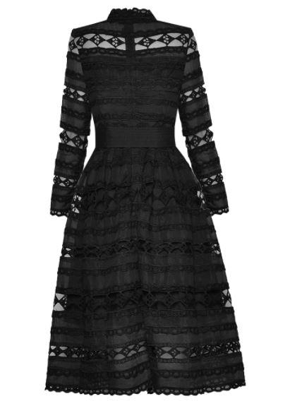 Robe Années 40 Noire Ajourrée - Louise Vintage